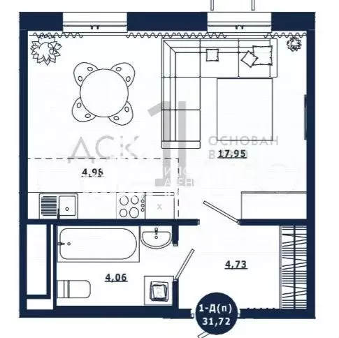 Квартира-студия, 32 м, 7/12 эт. - Фото 0