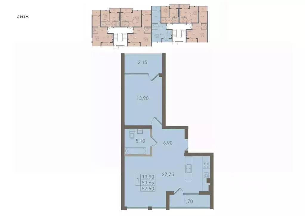 2-к кв. Калининградская область, Светлогорский городской округ, пос. ... - Фото 1