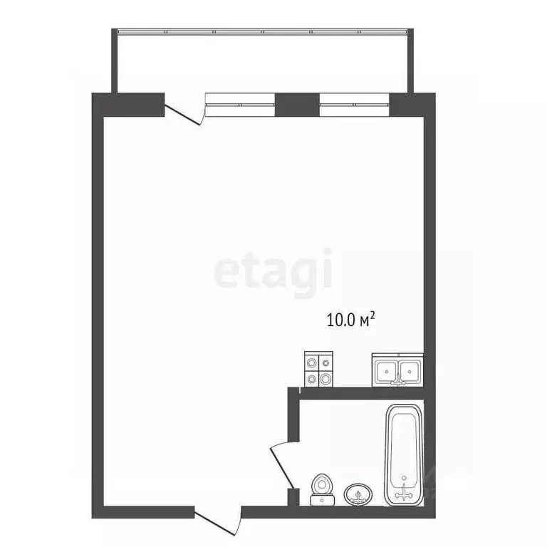 Студия Вологодская область, Вологда Огородный пер., 7 (45.2 м) - Фото 2