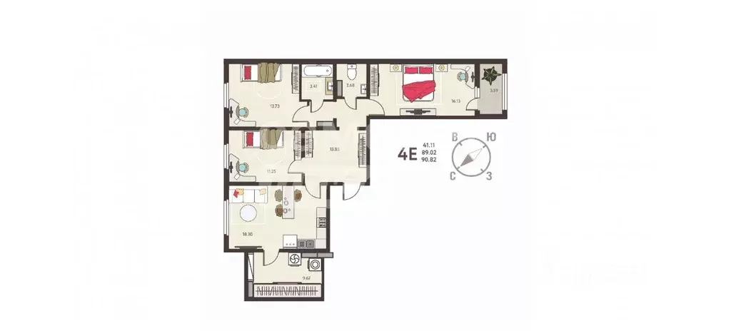 3-к кв. Курская область, Курск ул. Энгельса, 115 (90.82 м) - Фото 1