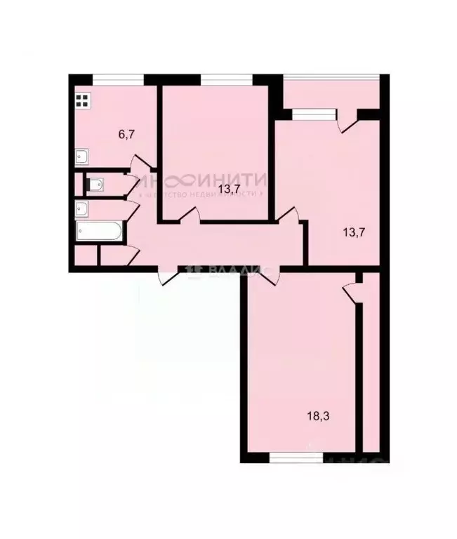 3-к кв. Москва Костромская ул., 20 (69.6 м) - Фото 2