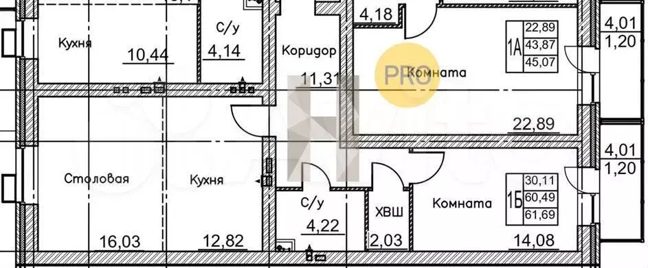 1-к. квартира, 61,7м, 5/10эт. - Фото 1