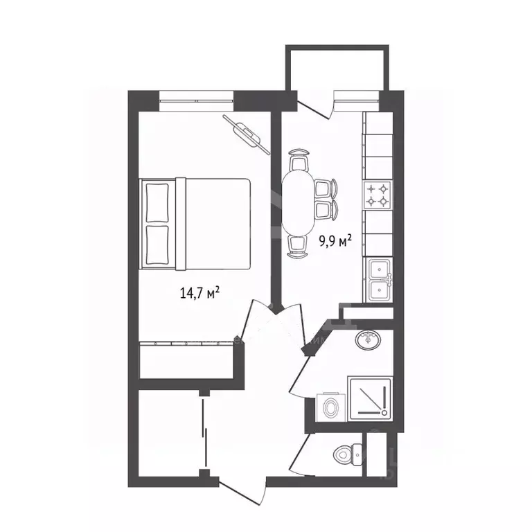 1-к кв. Санкт-Петербург ул. Есенина, 1к1 (35.3 м) - Фото 2