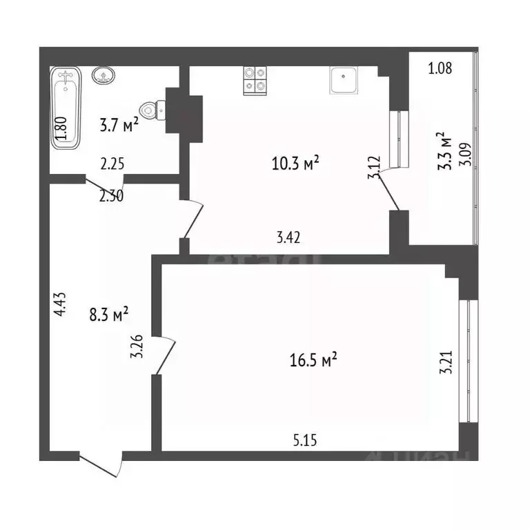 1-к кв. Тюменская область, Тюмень ул. Муравленко, 3к1 (38.8 м) - Фото 1