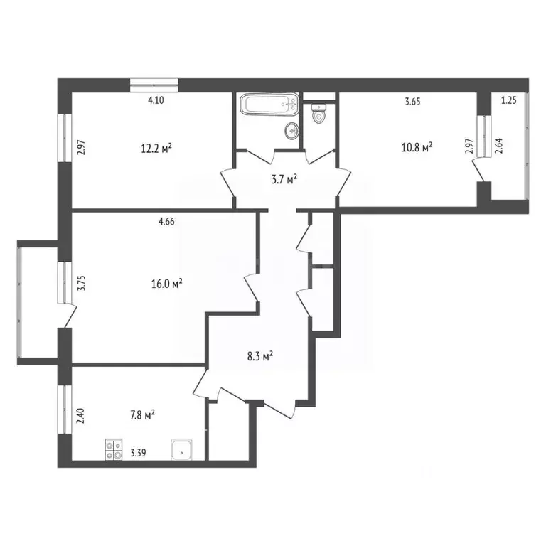 3-к кв. Вологодская область, Череповец Набережная ул., 35А (65.6 м) - Фото 0