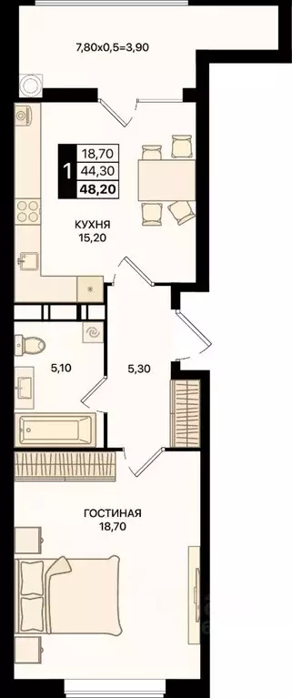 1-к кв. Ростовская область, Ростов-на-Дону Движение61 жилой комплекс ... - Фото 1