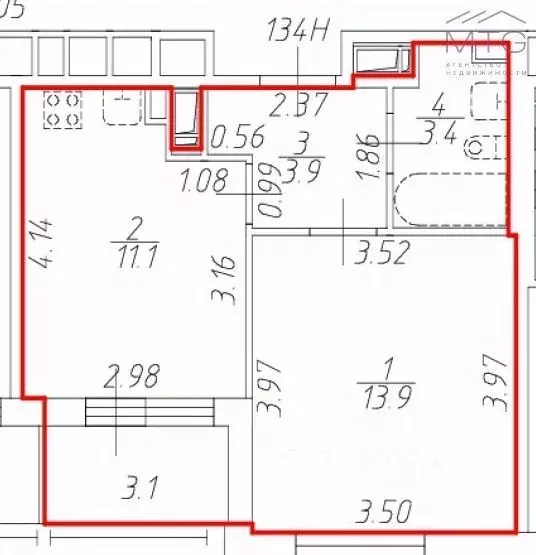 1-к кв. Санкт-Петербург дор. Торфяная, 17к6 (33.5 м) - Фото 2