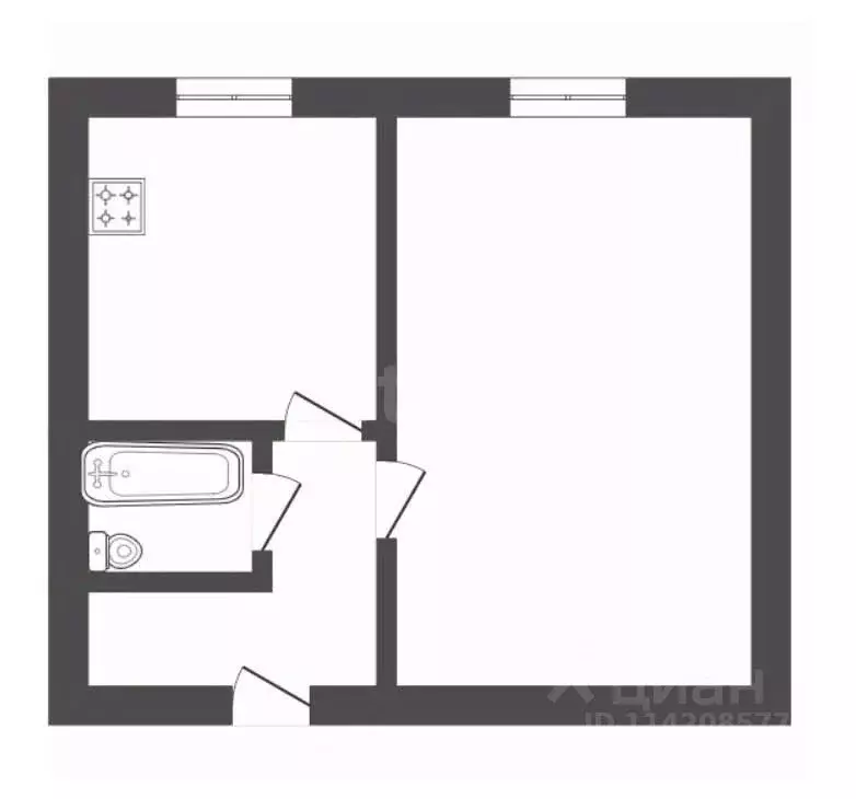 1-к кв. Воронежская область, Борисоглебск ул. Чкалова, 14 (31.0 м) - Фото 0