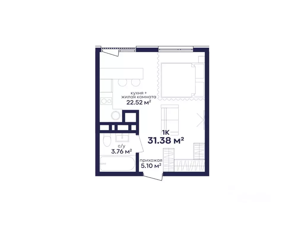 1-к кв. Дагестан, Дербент Камеллия жилой комплекс (31.38 м) - Фото 1