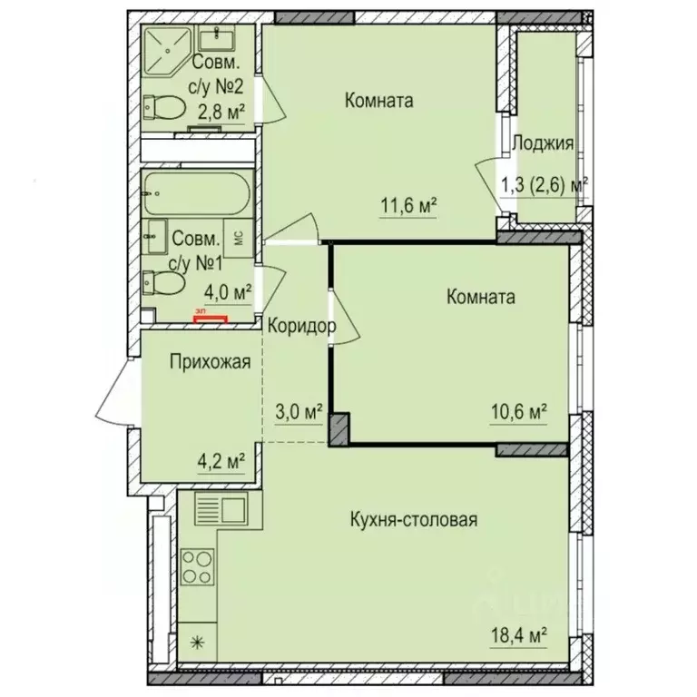 2-к кв. Удмуртия, Ижевск Буммаш жилрайон, Покровский жилой комплекс ... - Фото 1