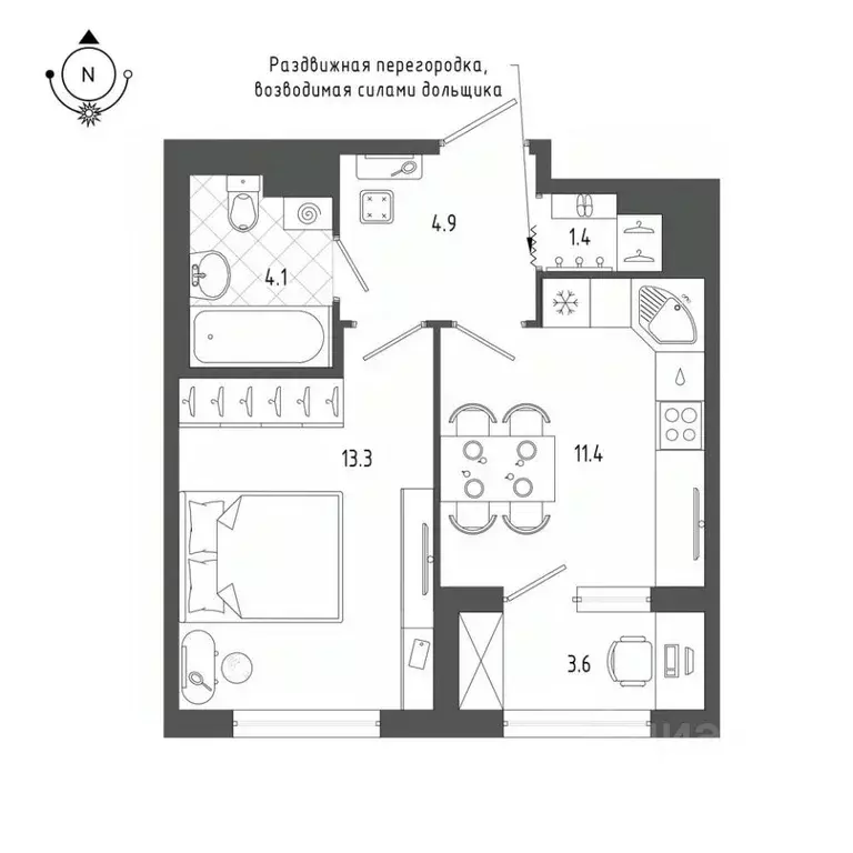 1-к кв. Санкт-Петербург бул. Измайловский, 9 (36.9 м) - Фото 0