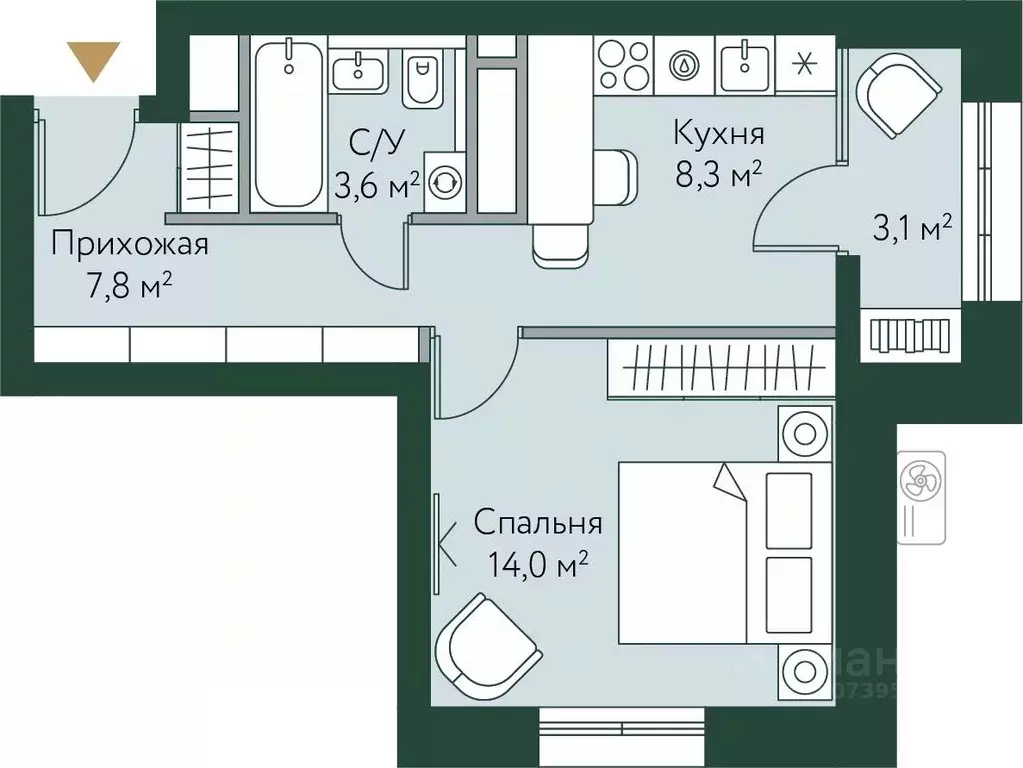 1-к кв. Волгоградская область, Волгоград Новосибирская ул., 74 (36.8 ... - Фото 0