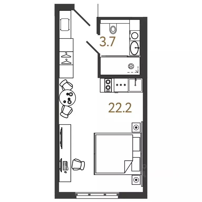 Студия Санкт-Петербург Ташкентская ул., 6к2 (25.9 м) - Фото 0
