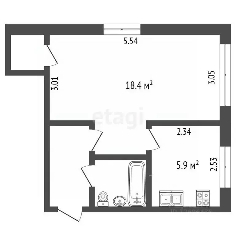 1-к кв. Московская область, Красногорск ул. Кирова, 5 (31.6 м) - Фото 1