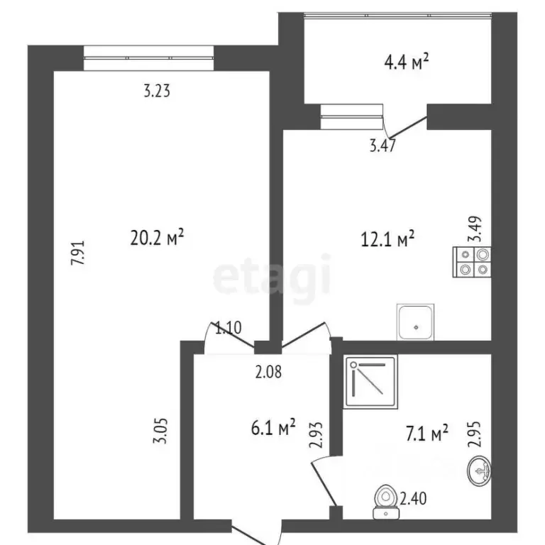 1-к кв. Самарская область, Самара ул. Мичурина, 132 (48.0 м) - Фото 1