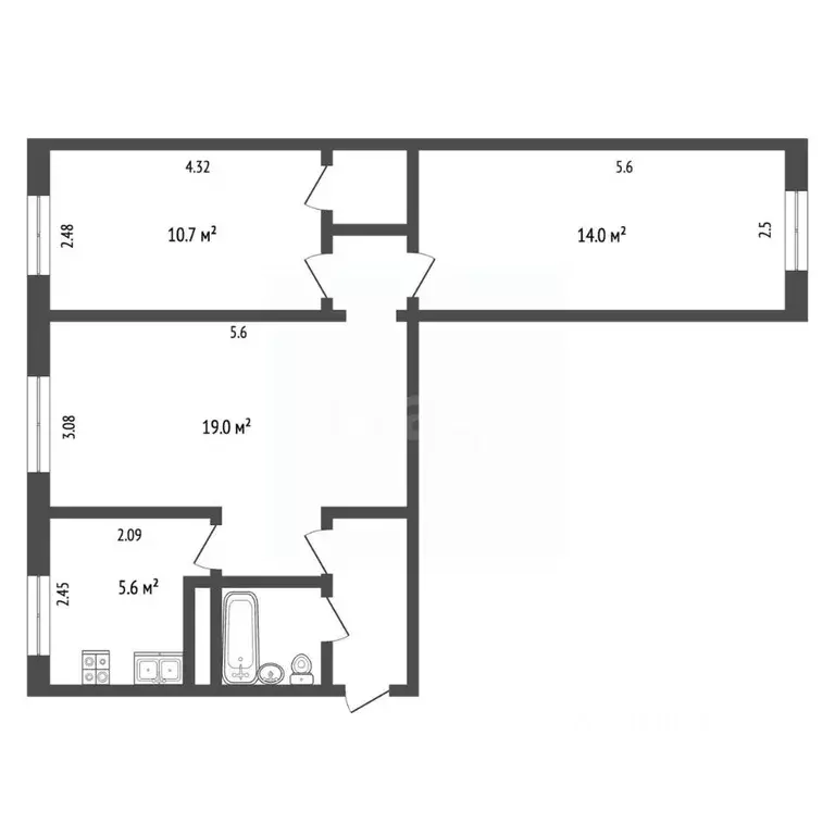 3-к кв. Псковская область, Псков Гражданская ул., 17 (61.5 м) - Фото 2