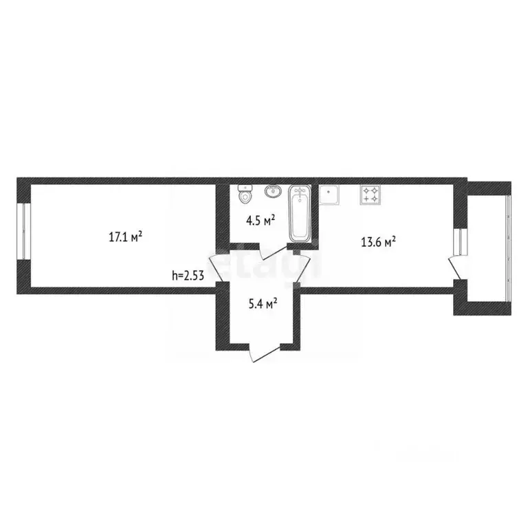 1-к кв. Амурская область, Благовещенск Игнатьевское ш., 14/11 (42.6 м) - Фото 1