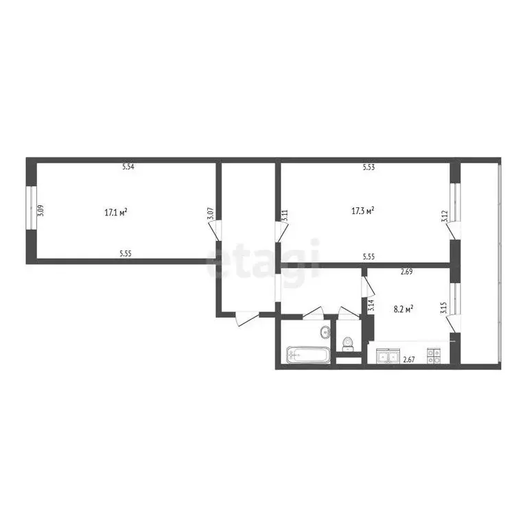 2-комнатная квартира: Белгород, бульвар Юности, 35В (58.9 м) - Фото 1