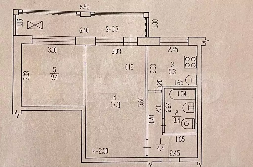 2-к. квартира, 40 м, 1/5 эт. - Фото 0