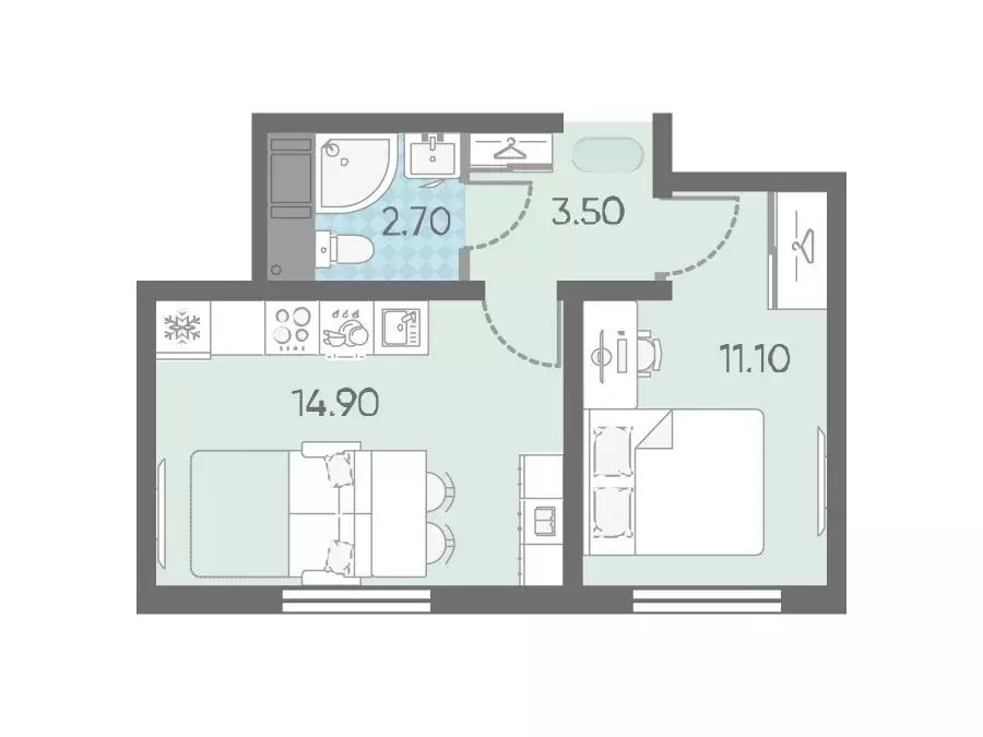 1-к квартира, 31 м - Фото 0