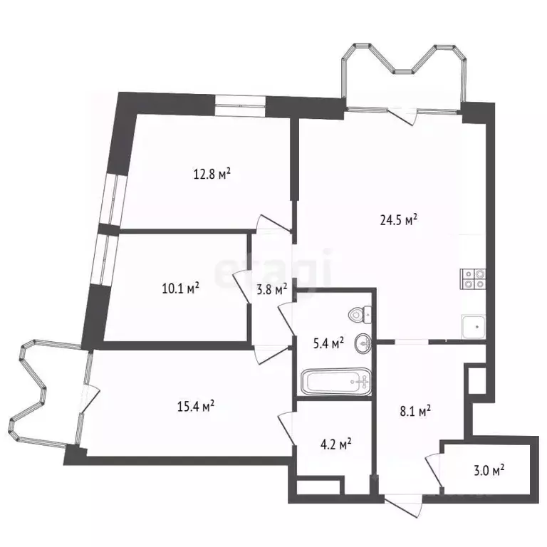 3-к кв. Москва Сельскохозяйственная ул., 24Ак1 (90.1 м) - Фото 1
