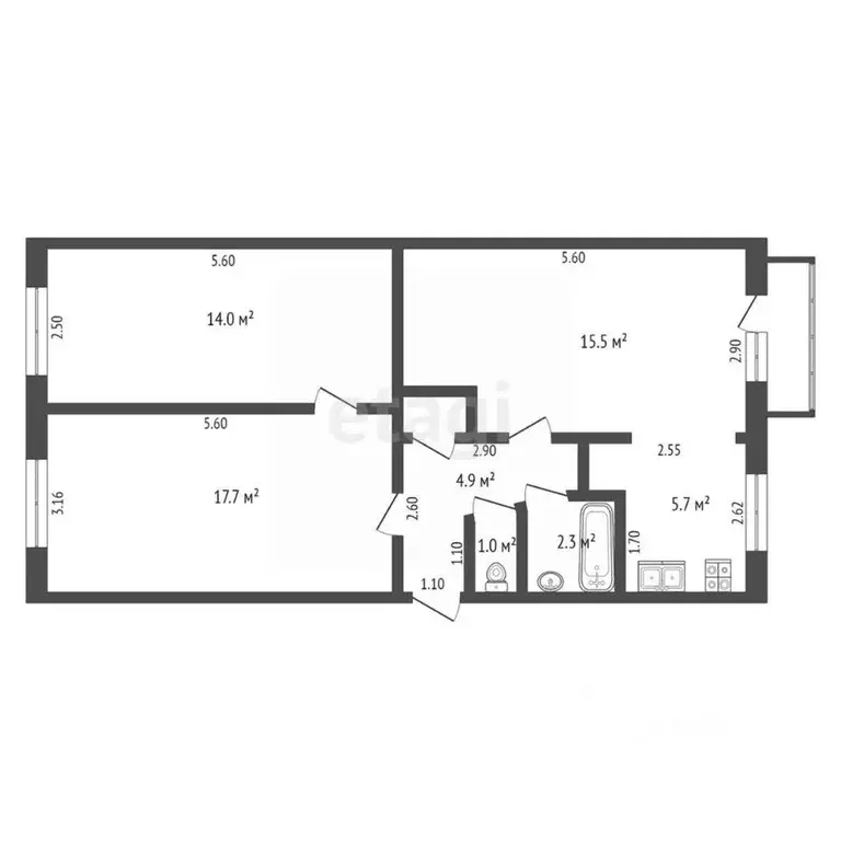 3-к кв. Мордовия, Саранск ул. Пушкина, 4 (62.0 м) - Фото 1