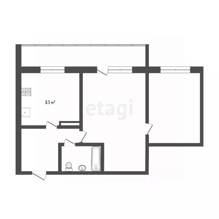 2-к кв. Тюменская область, Тюмень ул. Новоселов, 12к3 (48.6 м) - Фото 2