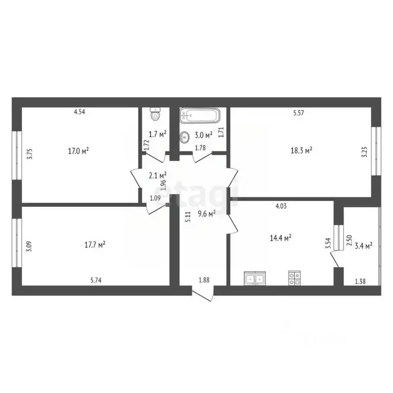 3-к кв. Марий Эл, Йошкар-Ола ул. Карла Маркса, 126 (85.5 м) - Фото 2