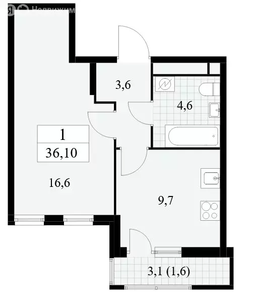 2-комнатная квартира: Москва, Бартеневская улица, 18к2 (36.1 м) - Фото 0