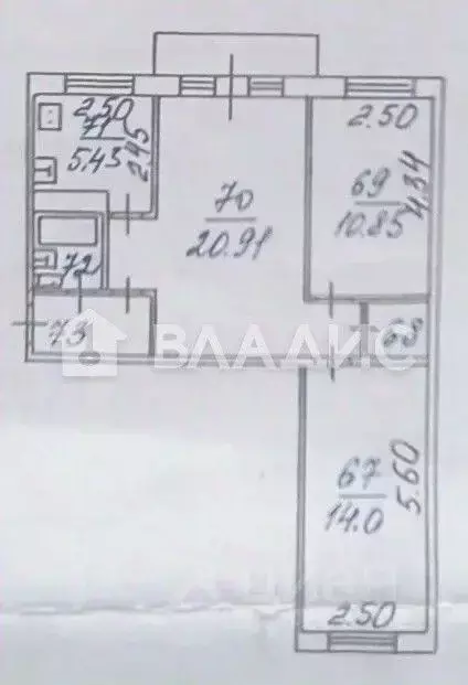 3-к кв. Белгородская область, Белгород Белгородский просп., 71 (58.0 ... - Фото 2