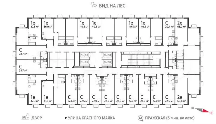 Квартира-студия, 22,6 м, 17/23 эт. - Фото 1