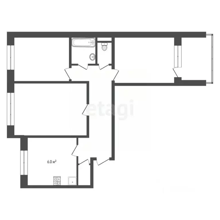 3-к кв. Новгородская область, Боровичи Ленинградская ул., 12 (63.2 м) - Фото 0