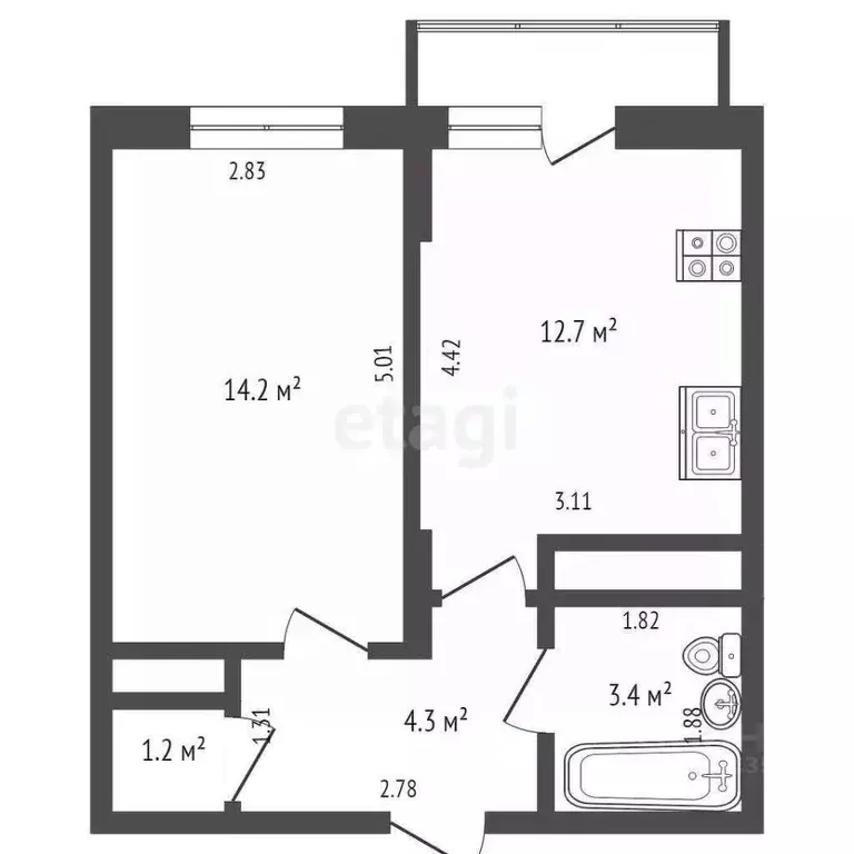 1-к кв. Московская область, Видное бул. Зеленые аллеи, 14 (35.8 м) - Фото 1