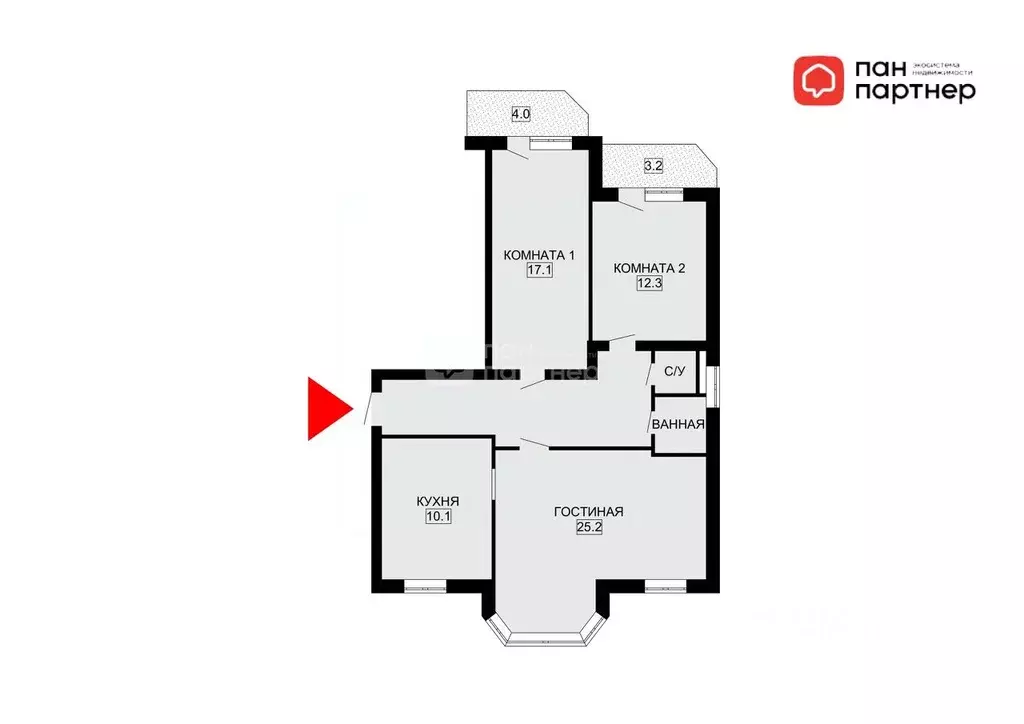 3-к кв. Санкт-Петербург Ленинский просп., 93к1 (83.1 м) - Фото 2