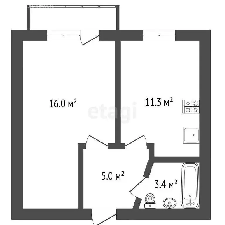 1-комнатная квартира: Ишим, Малая Садовая улица, 49 (35.7 м) - Фото 0