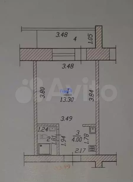 Квартира-студия, 21,4 м, 5/6 эт. - Фото 0