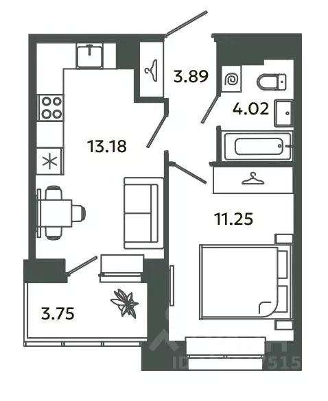 1-к кв. Ленинградская область, Ломоносовский район, Аннинское ... - Фото 1