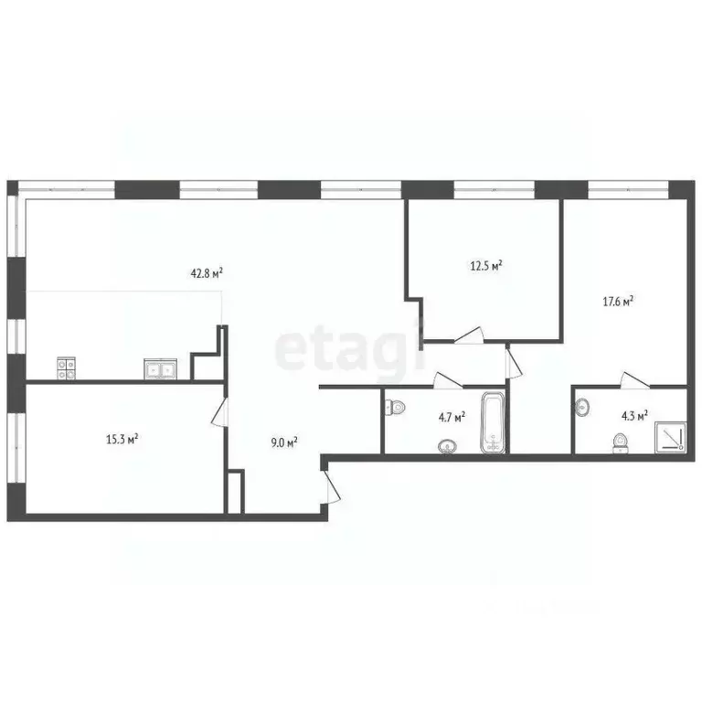 3-к кв. Тюменская область, Тюмень ул. Усиевича, 16 (108.2 м) - Фото 1