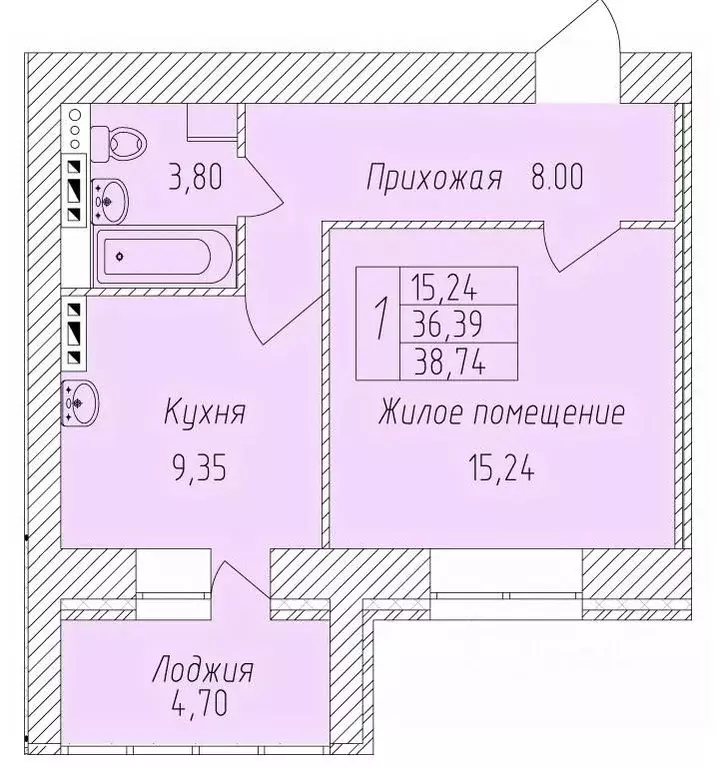 1-к кв. Белгородская область, Старый Оскол Степной мкр,  (38.74 м) - Фото 0