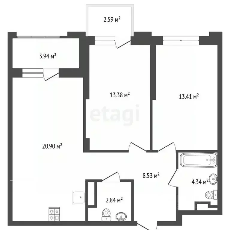 3-к кв. Тюменская область, Тюмень ул. Андрея Кореневского, 5 (69.93 м) - Фото 2