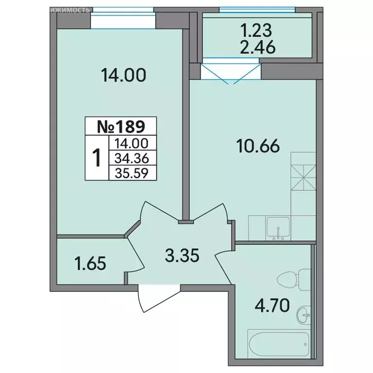 1-комнатная квартира: Скотное, жилой комплекс Рождественский квартал ... - Фото 1