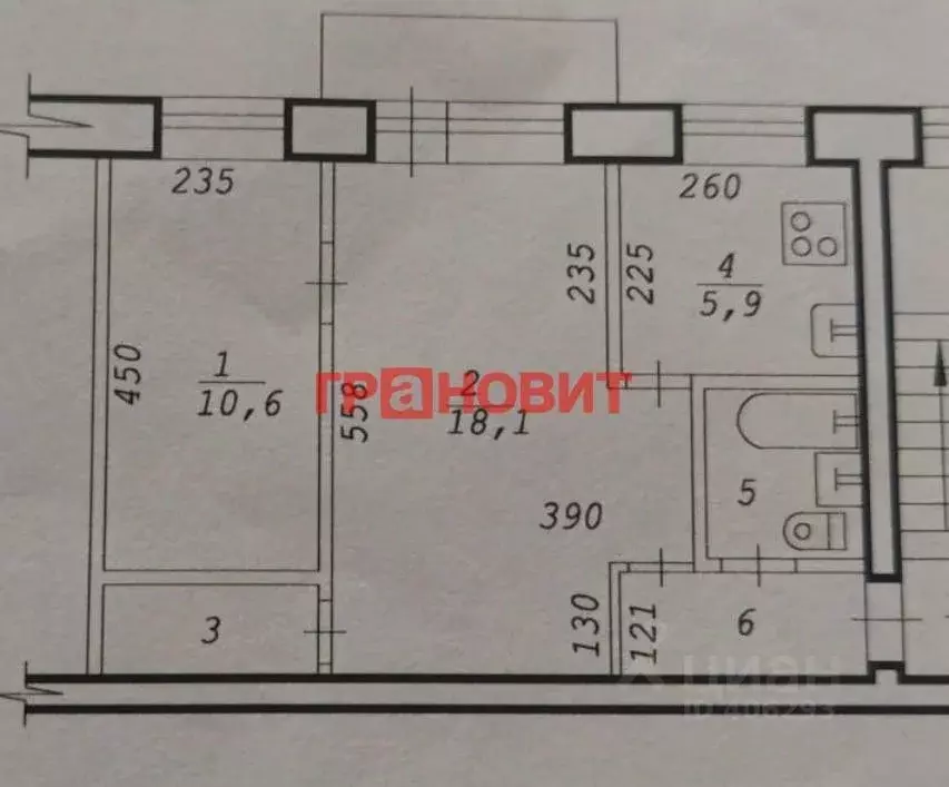 2-к кв. Новосибирская область, Новосибирск ул. Костычева, 44 (44.0 м) - Фото 1