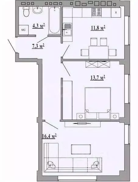2-к кв. Липецкая область, Липецк Опытная ул., 19 (53.5 м) - Фото 1