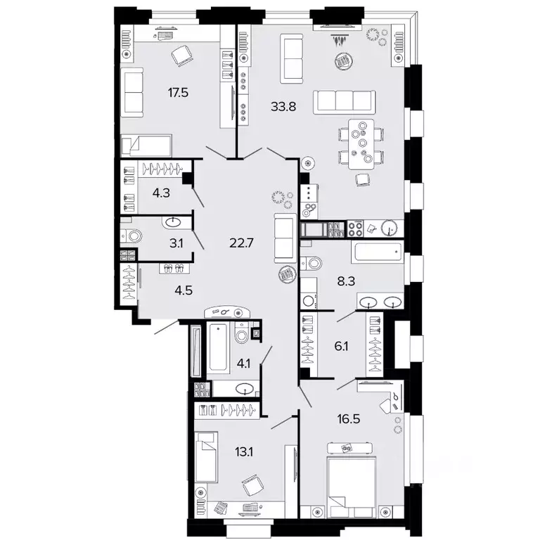 3-к кв. Санкт-Петербург Барочная ул., 6 (134.3 м) - Фото 0