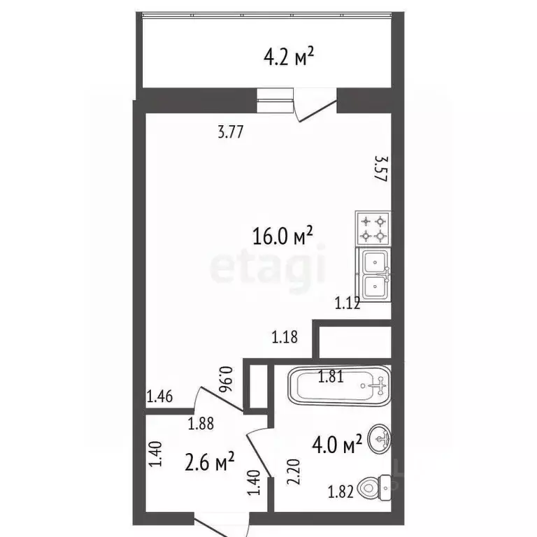 Студия Санкт-Петербург пер. Ипподромный, 3к1 (24.1 м) - Фото 0