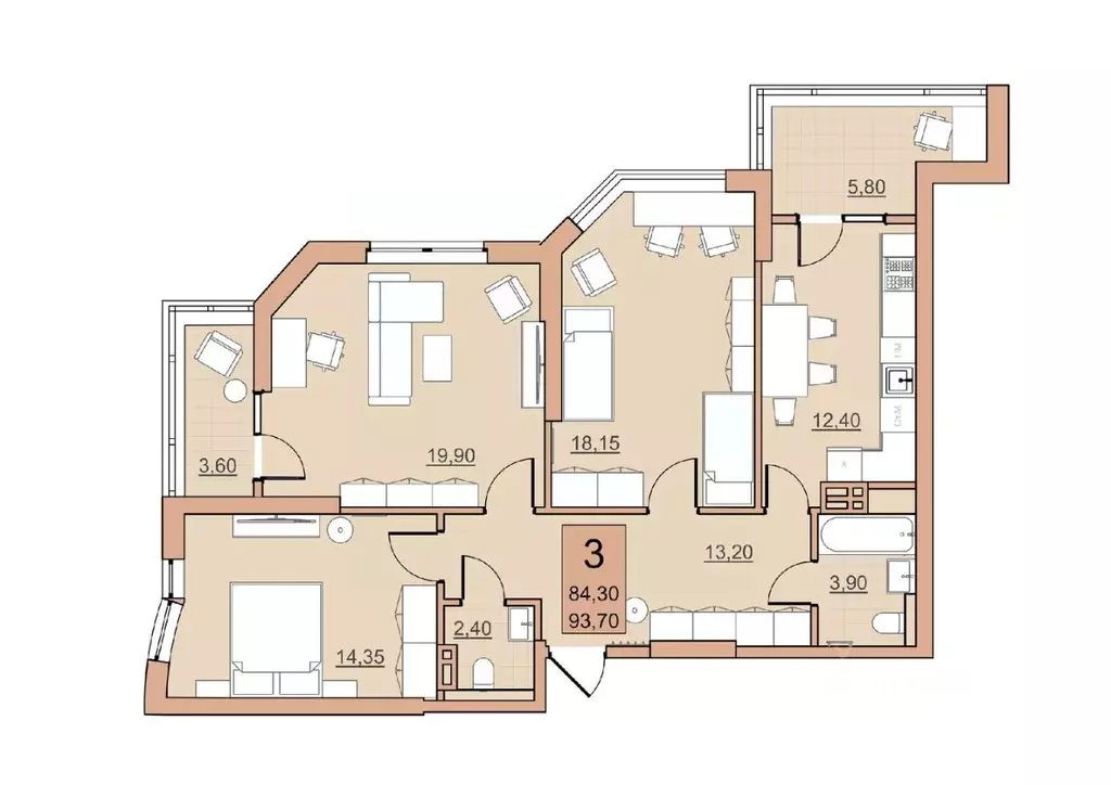 3-к кв. Саратовская область, Балаково Комсомольская ул., 65 (84.3 м) - Фото 0