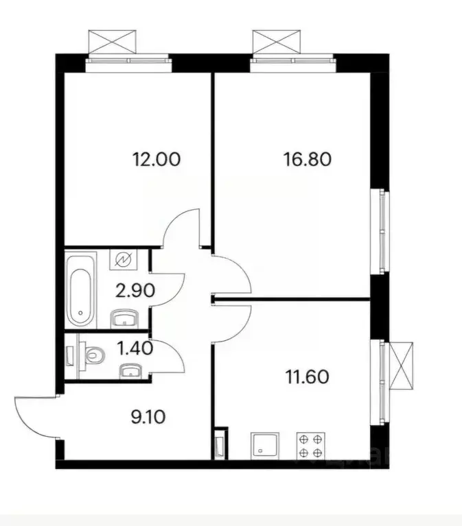 2-к кв. Московская область, Люберцы ул. Летчика Ларюшина, 6к1 (53.8 м) - Фото 2