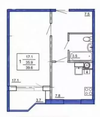 1-комнатная квартира: Кострома, микрорайон Содружество, 4 (35.9 м) - Фото 1