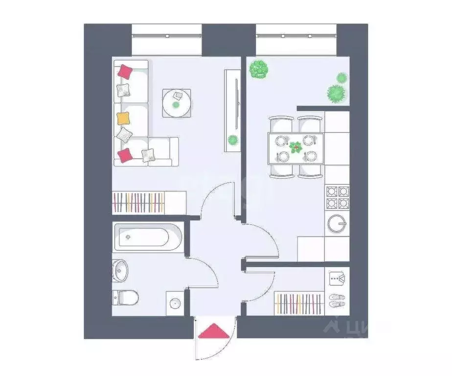 1-к кв. Татарстан, Казань ул. Азата Аббасова, 16 (33.53 м) - Фото 2