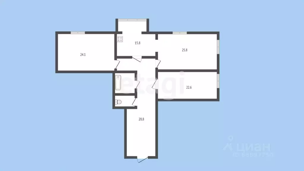 3-к кв. Карачаево-Черкесия, Черкесск Октябрьская ул., 303Б (123.0 м) - Фото 1